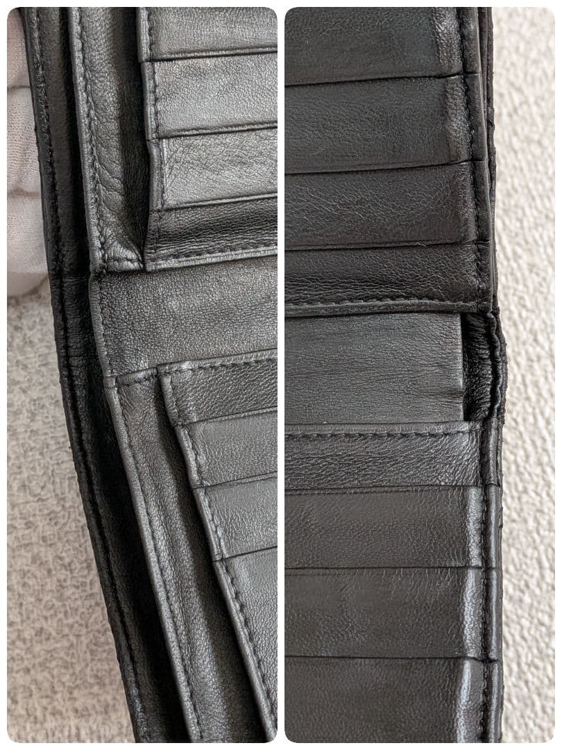 シャネル　ビコローレ　Wホック折り財布　黒　ラムスキン　チェーンウォレット