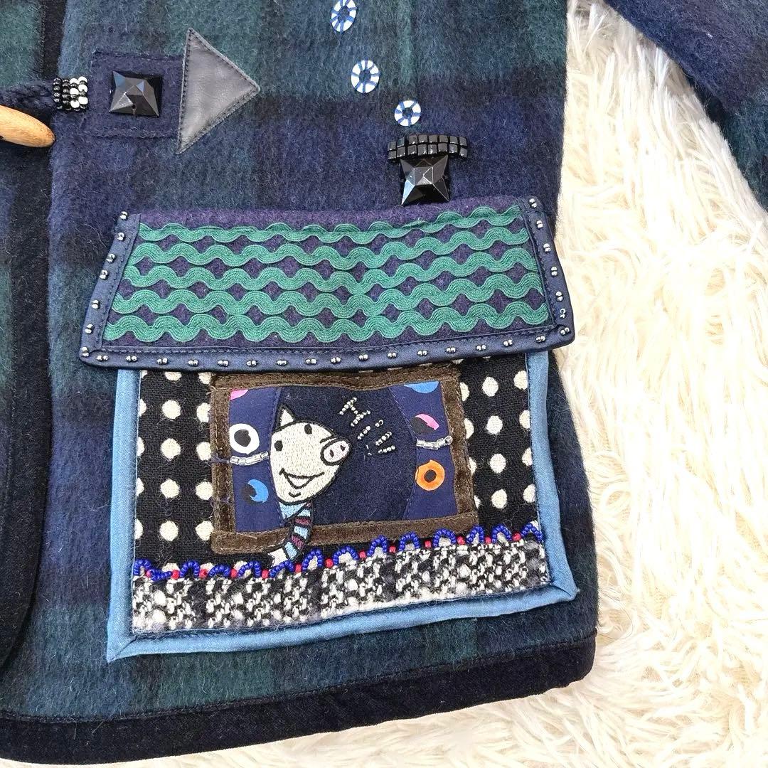 OLLEBOREBLA チェック柄 ダッフルコート風 ウール混 ジャケット