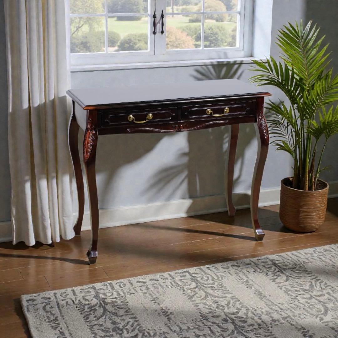 L 新品 コンソールテーブル アンティーク調 飾り棚 机 デスク サイドテーブル