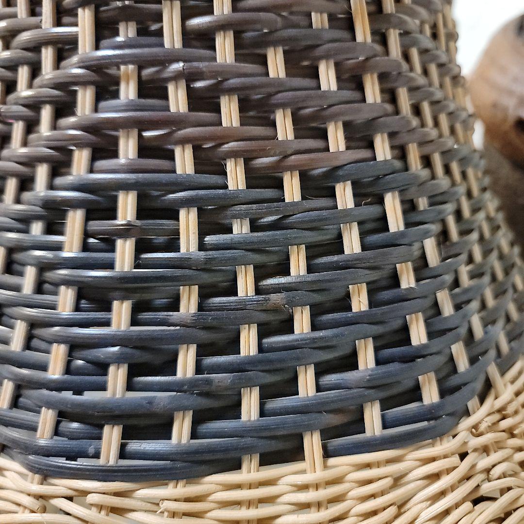 {森の贈り物}　アンティークフロアライト　藤つる木製スタンド　希少　骨董工芸品