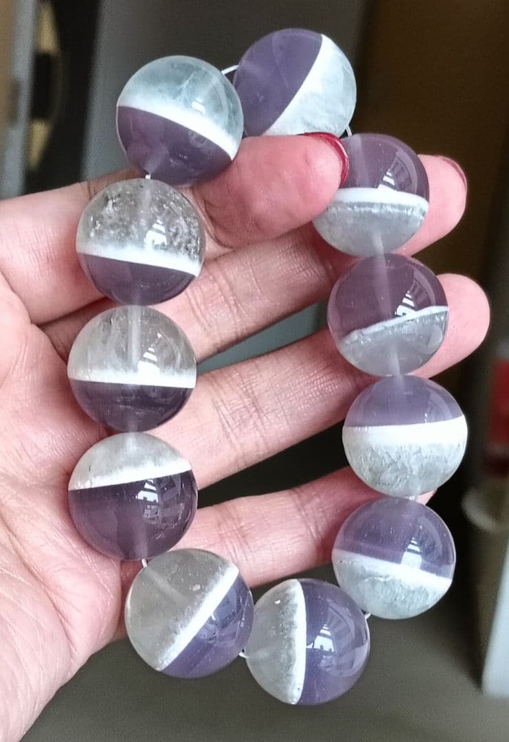 激レア石!!フローライトとホワイトガーデン共生特大約20mmブレスレット❤