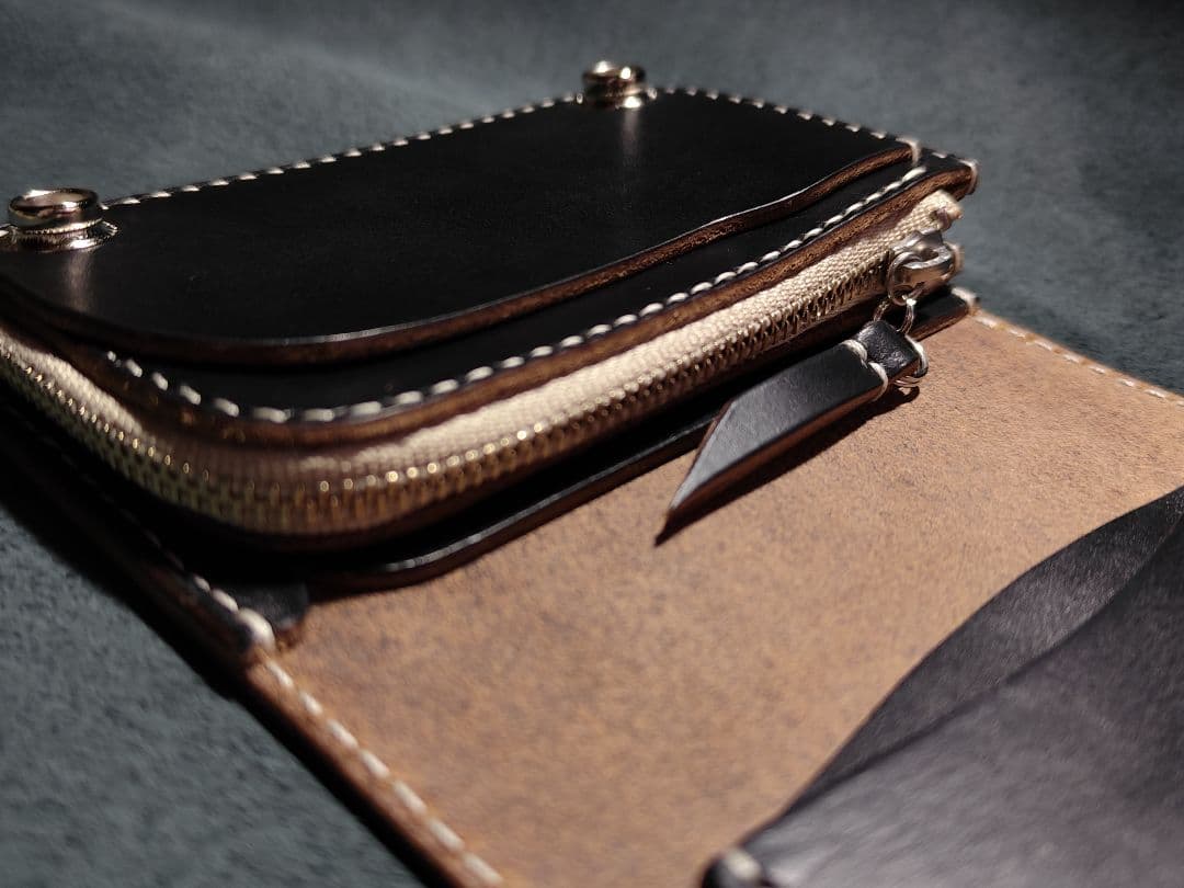 HORWEENクロムエクセル ショートトラッカーウォレット⑬　ブラック　コンチョ