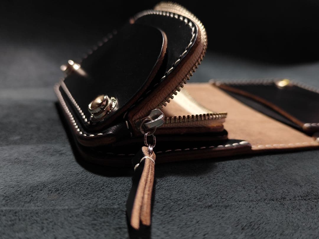 HORWEENクロムエクセル ショートトラッカーウォレット⑬　ブラック　コンチョ