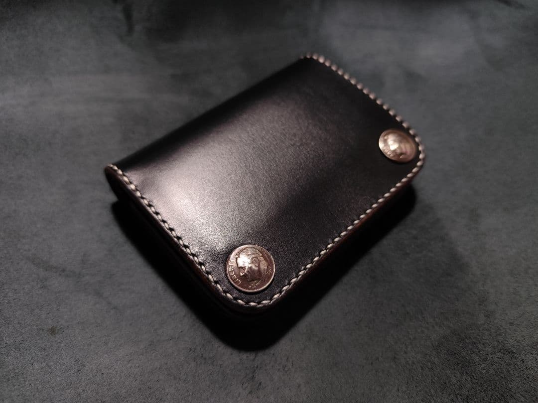 HORWEENクロムエクセル ショートトラッカーウォレット⑬　ブラック　コンチョ