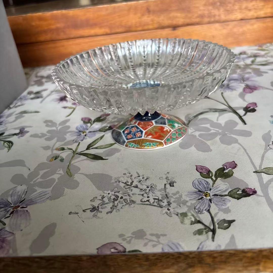 林九郎窯　古伊万里 コンポート　ガラスと陶器コンポート