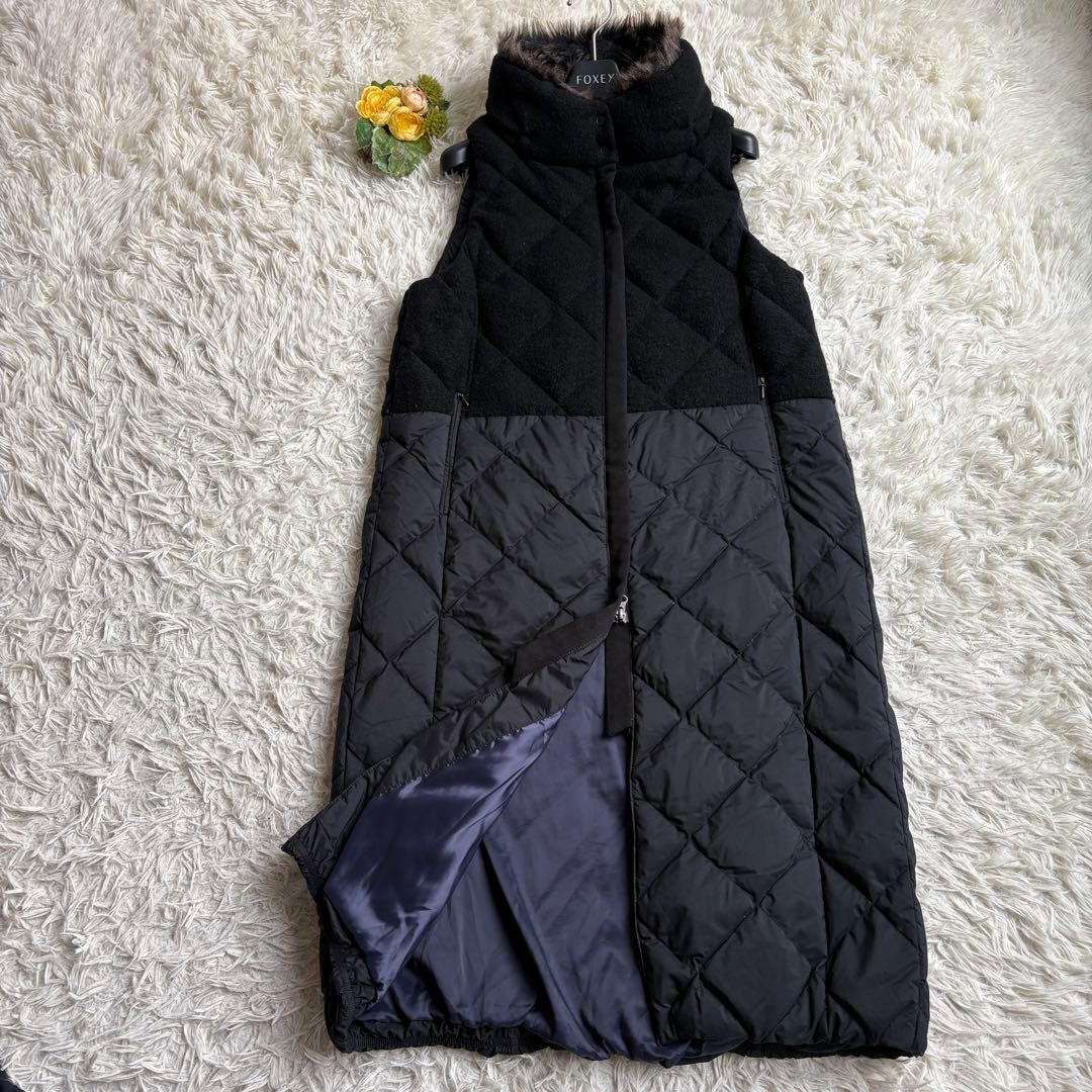 美品♡アントゲージ ダウンベスト ロング ドッキング キルティング ファー F