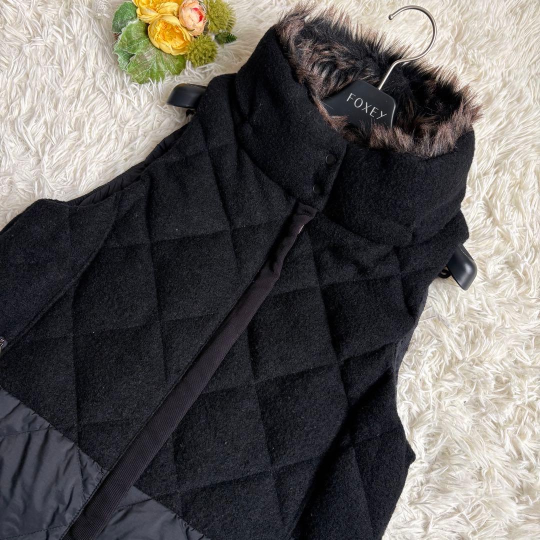 美品♡アントゲージ ダウンベスト ロング ドッキング キルティング ファー F