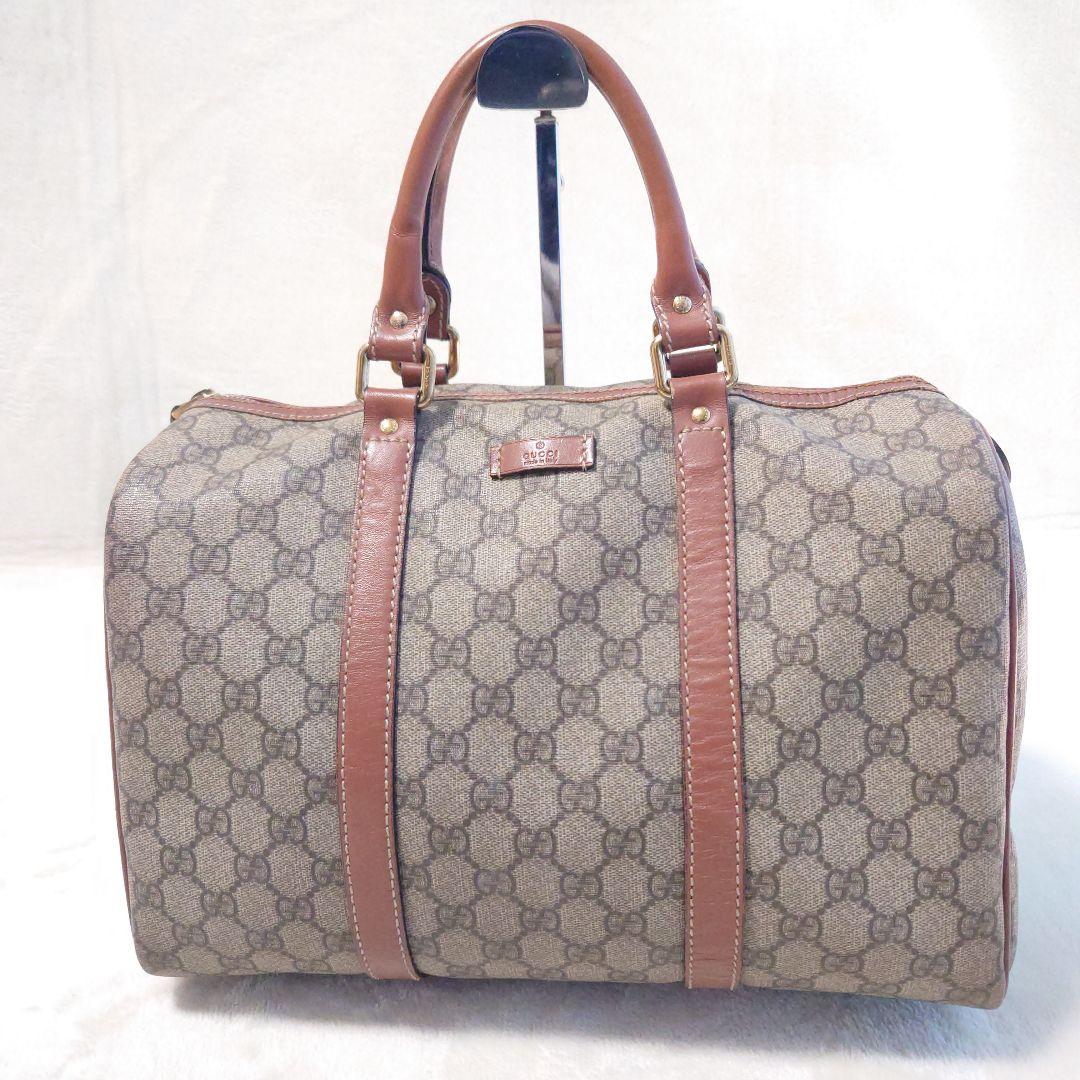 【美品】グッチ ミニボストンバック GGスプリーム アビー ブラウン系 ゴールド