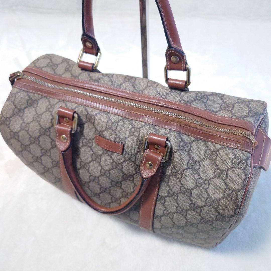 【美品】グッチ ミニボストンバック GGスプリーム アビー ブラウン系 ゴールド