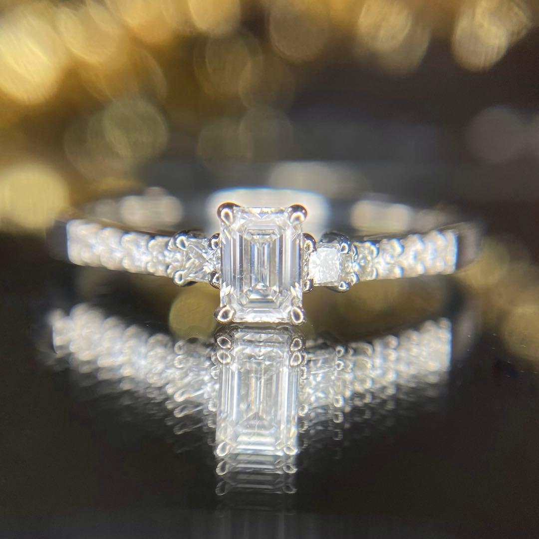 天然 ダイヤモンド 計0.43ct D-SI2 エメラルドカット GIA鑑