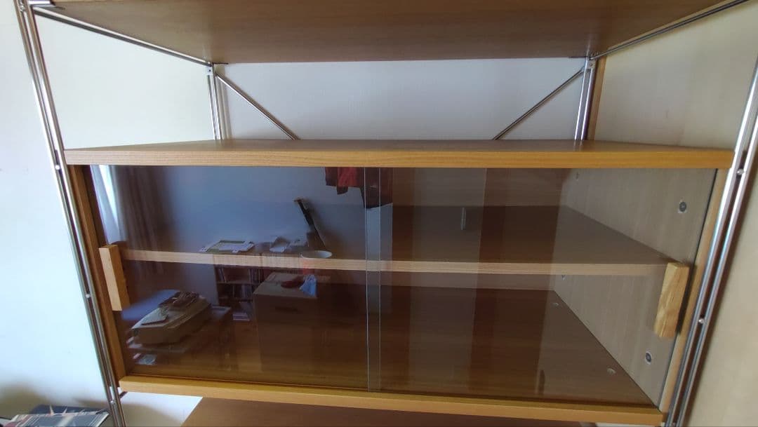 【無印良品・定価22900円❗️】スチールユニットシェルフのボックスガラス引き戸