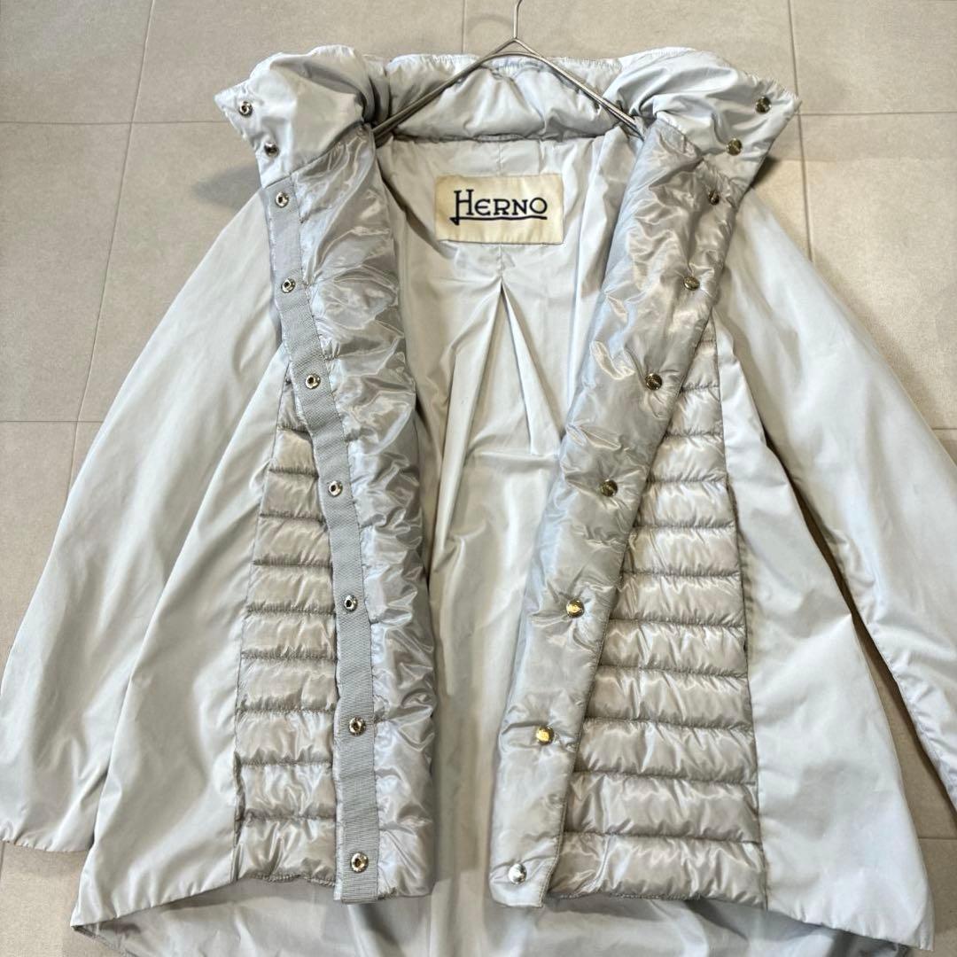 美品 HERNO♡ウルトラライトダウンジャケット 異素材 パーカー 撥水ナイロン
