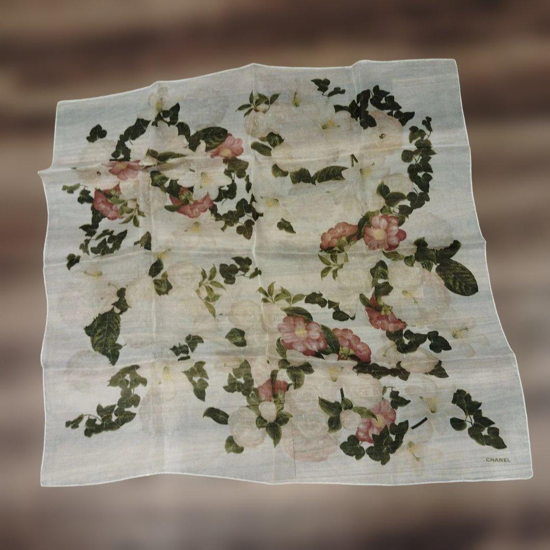 【美品】CHANEL スカーフ 薄手 花柄