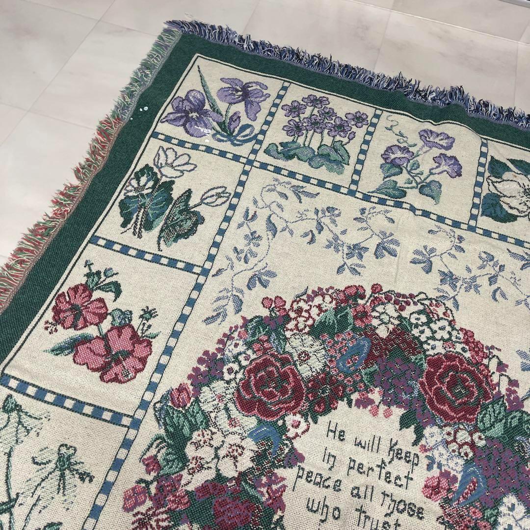 花　マルチカバー　ソファーカバー　ヴィンテージラグ　168x120