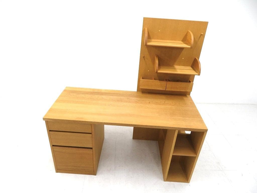 展示品　飛騨産業　キツツキ　オーク材　無垢材　デスク　書斎机　勉強机　収納付き