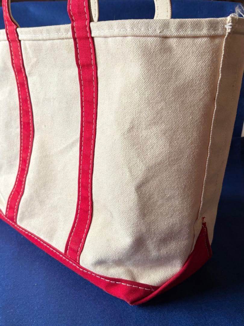 チ*ン様 LLBEAN ベージュ/赤 キャンバス トートバッグ