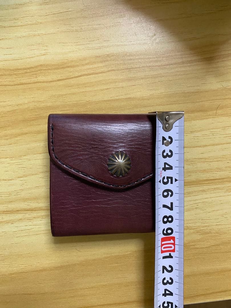値下げ⚠バーガンディ レザー 三つ折りAleather Factory