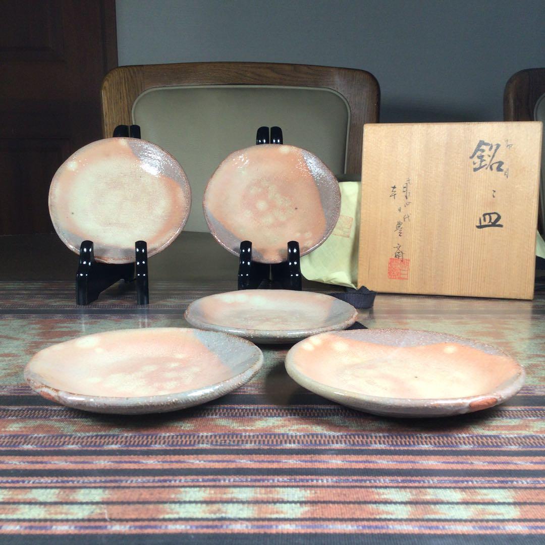 朝日焼　十四代　(74代) 朝日豊斎(松林豊斎) 『布月』　銘々皿　5枚