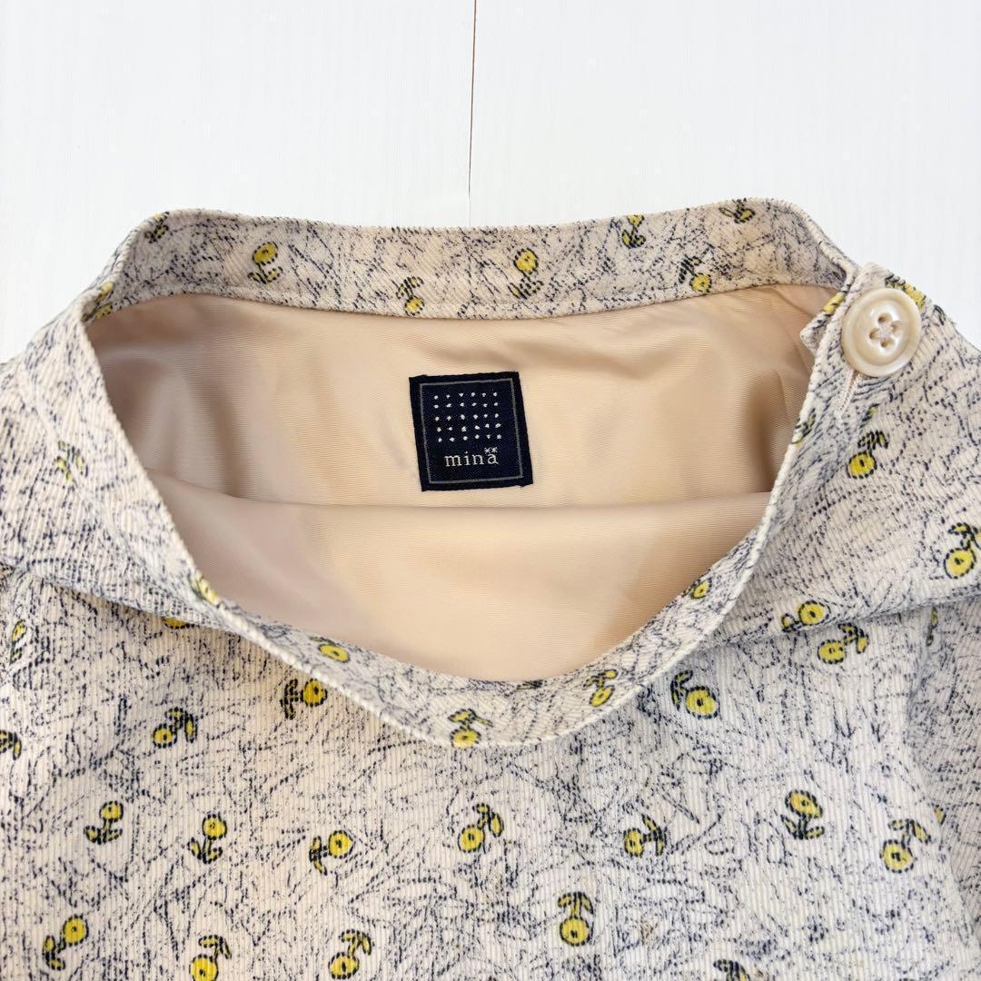 ミナペルホネン mina フレアスカート 花柄 ベージュ