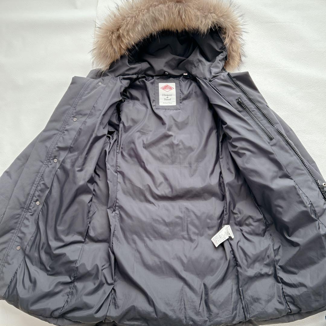 美品✨ダントン ダウンコート ロング ラクーンファー ワッペン 2WAY グレー