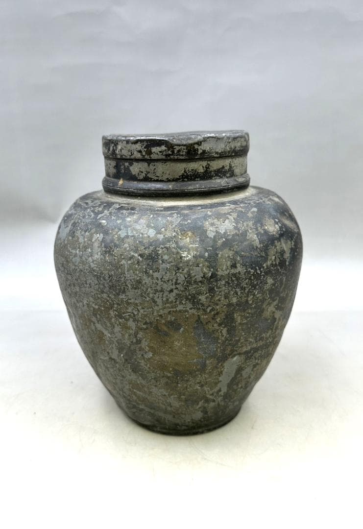 時代物 木村銘 煎茶道具 古錫 茶壷 茶心壷 約1540g 約20㎝ 骨董古玩