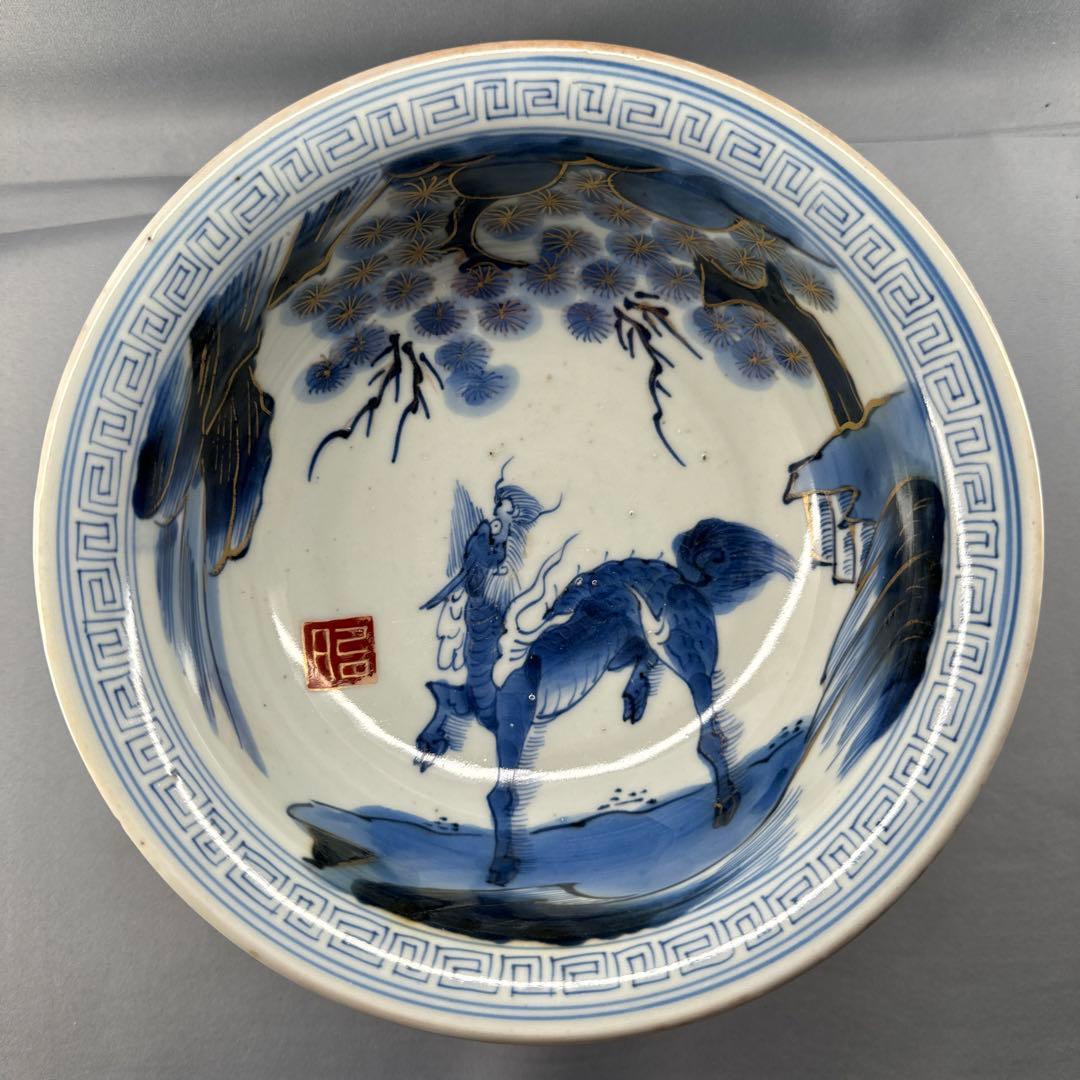 高台丼・古伊万里・麒麟図・松と梅