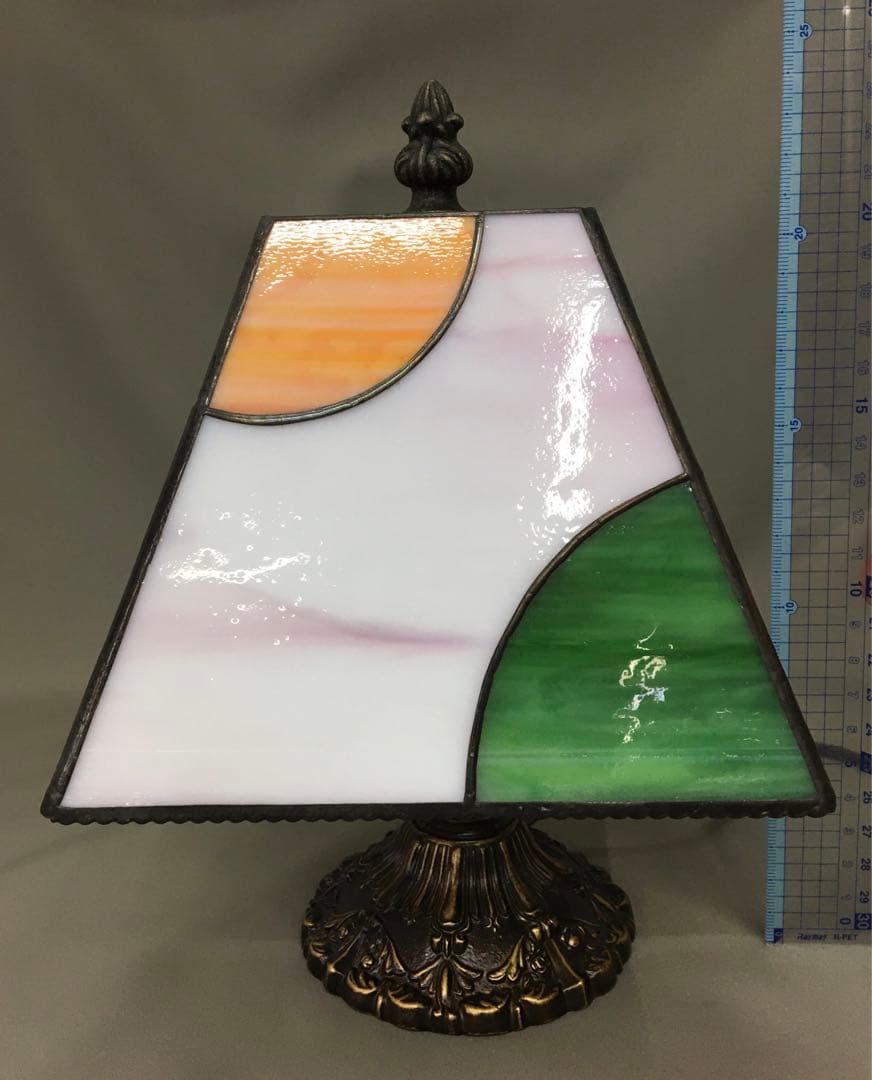 白　ステンドグラス　フロアランプ　ローズベース