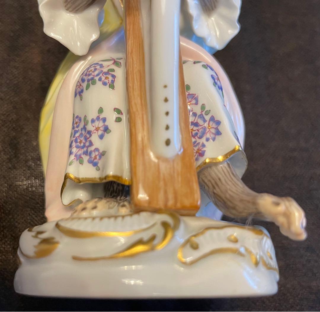 【美品】マイセン 猿の楽団 ハープ イエロー/ピンクドレスフィギュリン 1級品