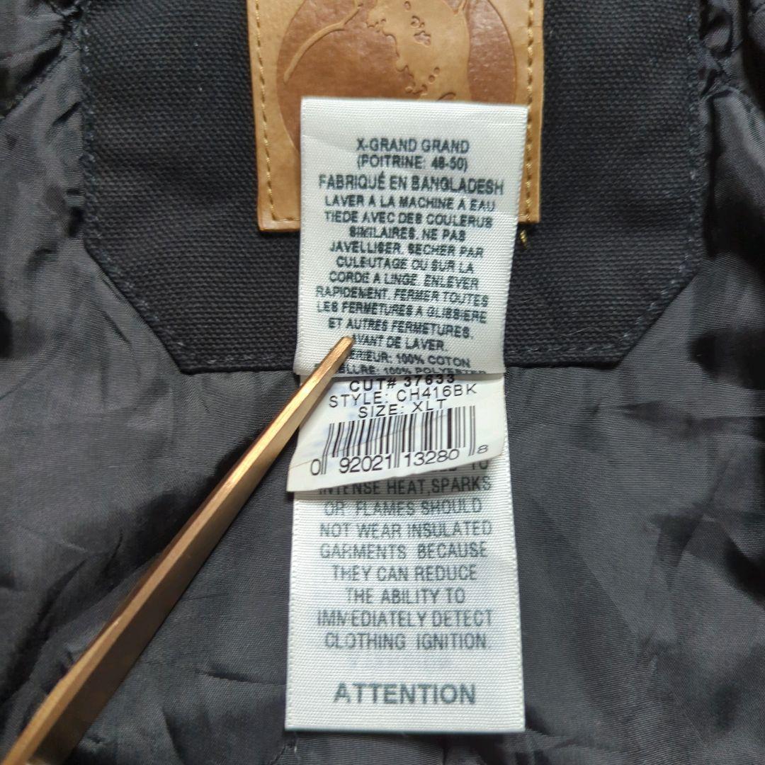 BERNEダックデトロイトジャケットXL 企業刺繍ロゴ中綿フェードブラック