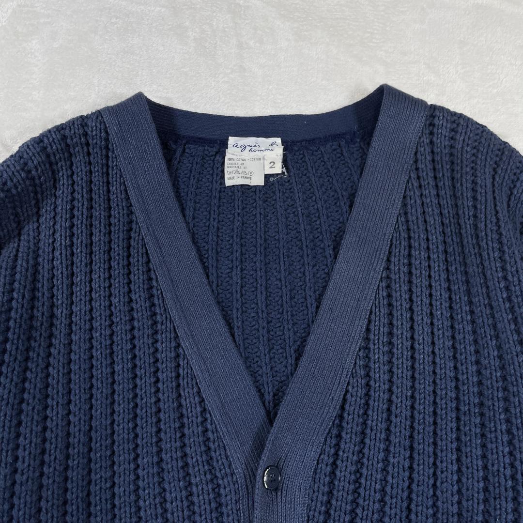 agnès b. HOMME　ビッグシルエットローゲージカーディガン　ネイビー