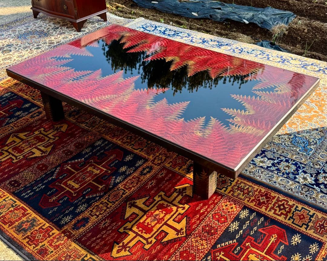 輪島塗 蒔絵 座敷机 漆芸 伝統工芸 シダ文様