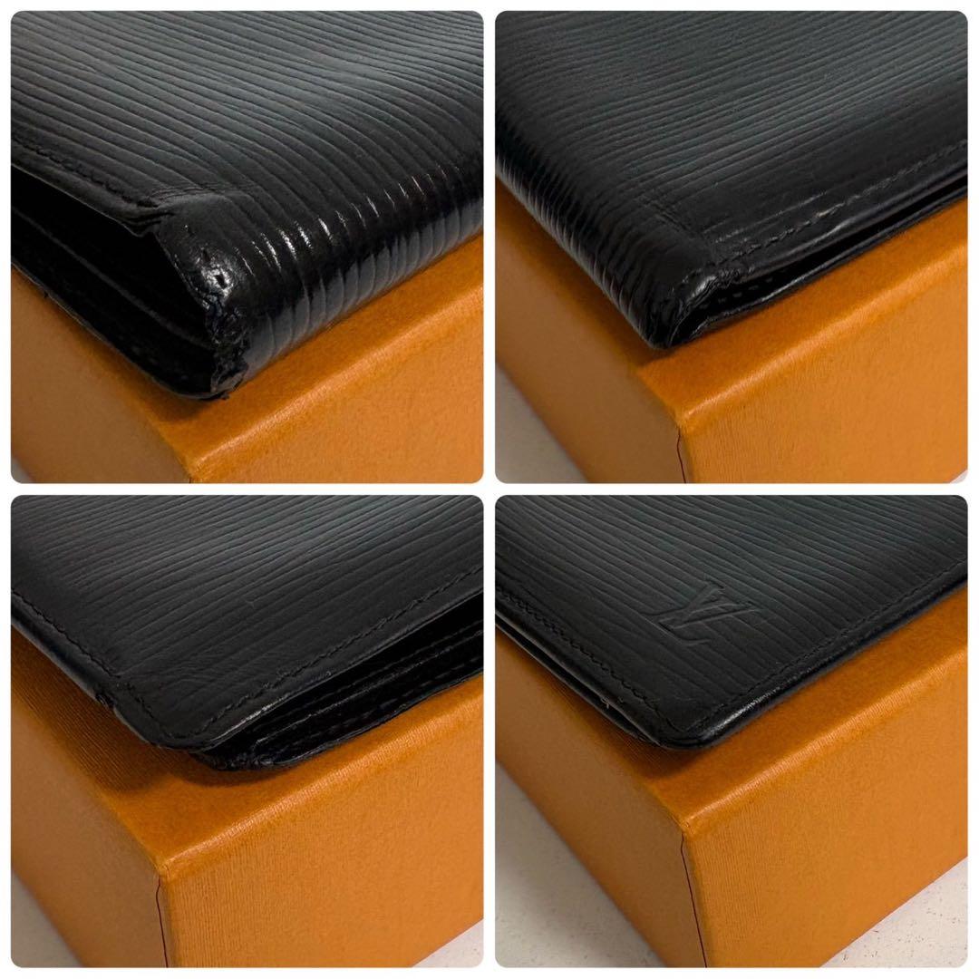 美品✨ ルイヴィトン ポルトフォイユマルコ　エピ　黒　二つ折り財布