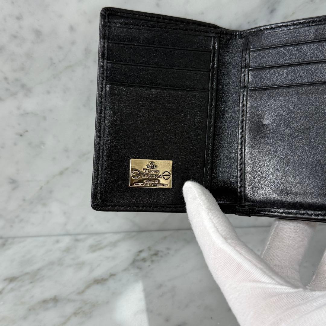 ヴィヴィアンウエストウッド 三つ折財布 がま口財布 ブラック 黒 本革