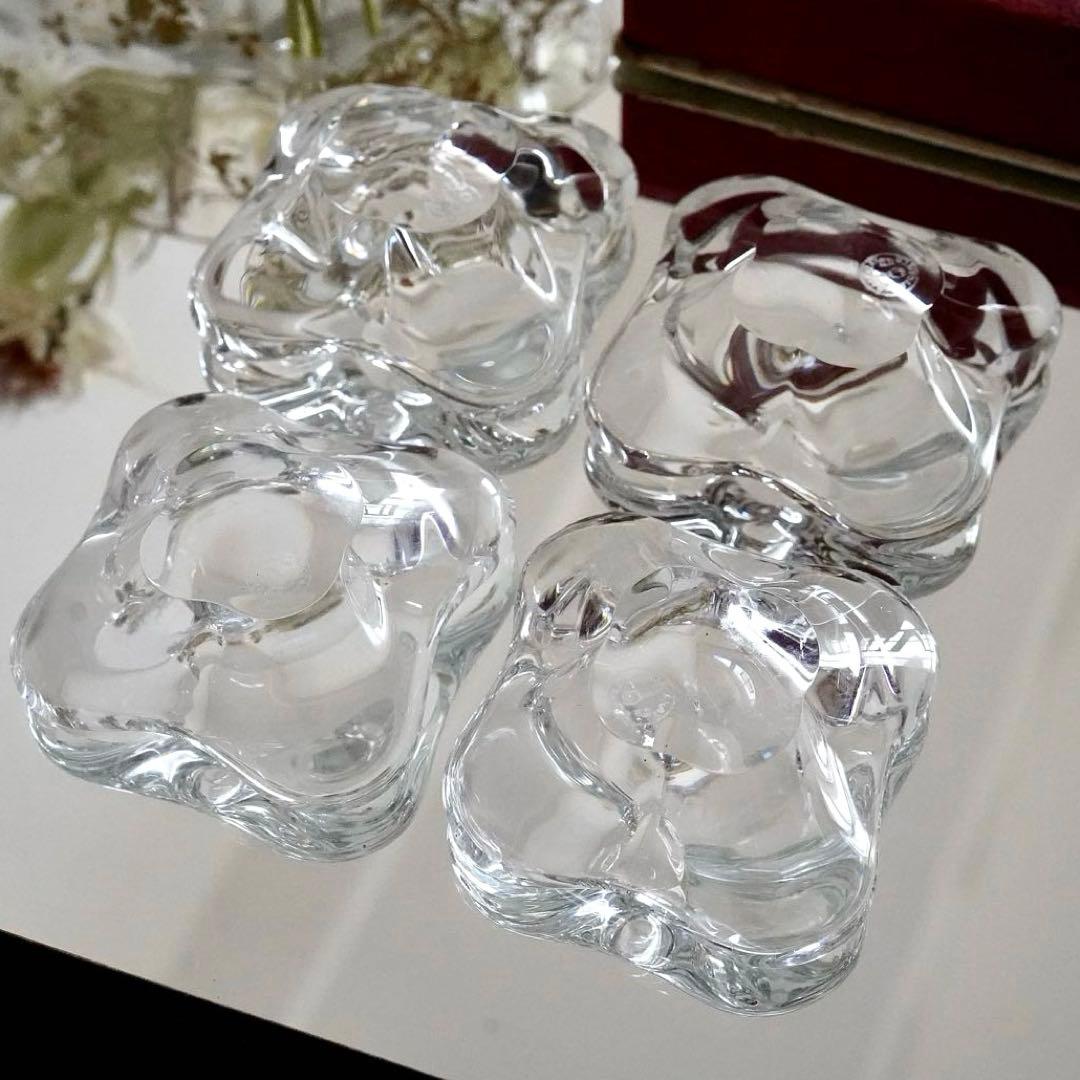 ★希少美品★オールドバカラBACCARAT 花びら型バターディッシュ 4客セット