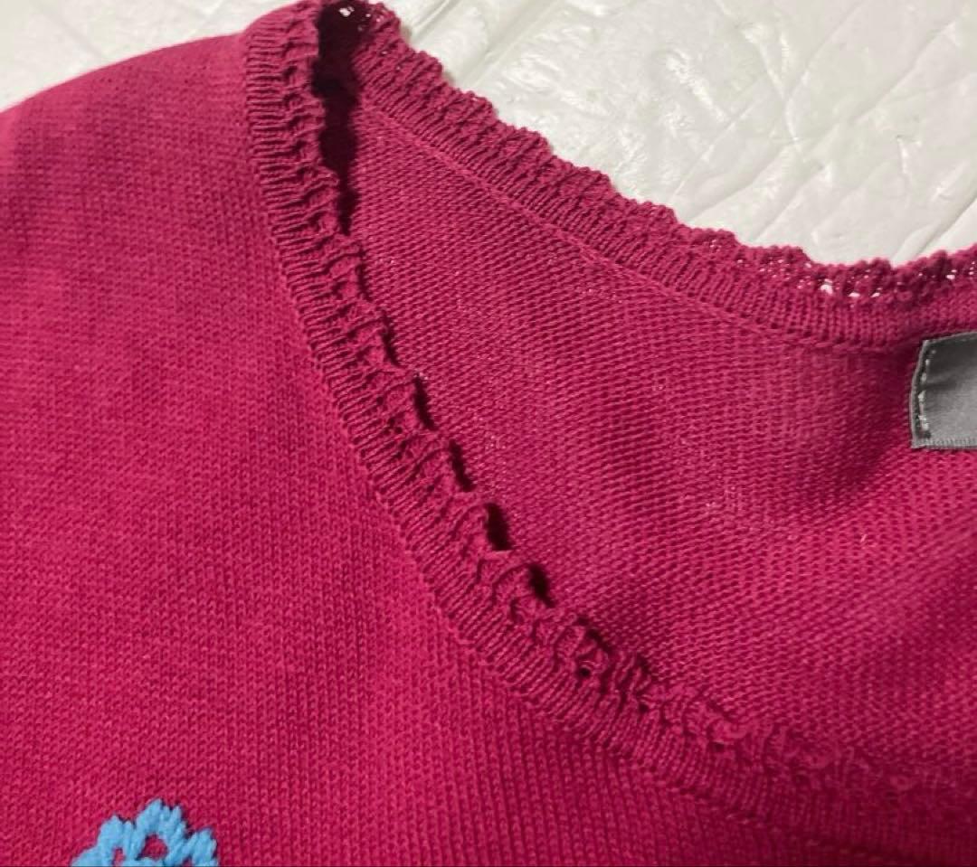 美品　トクコプルミエヴォル ワンピース　ニット　セーター　チュニック　刺繍　花