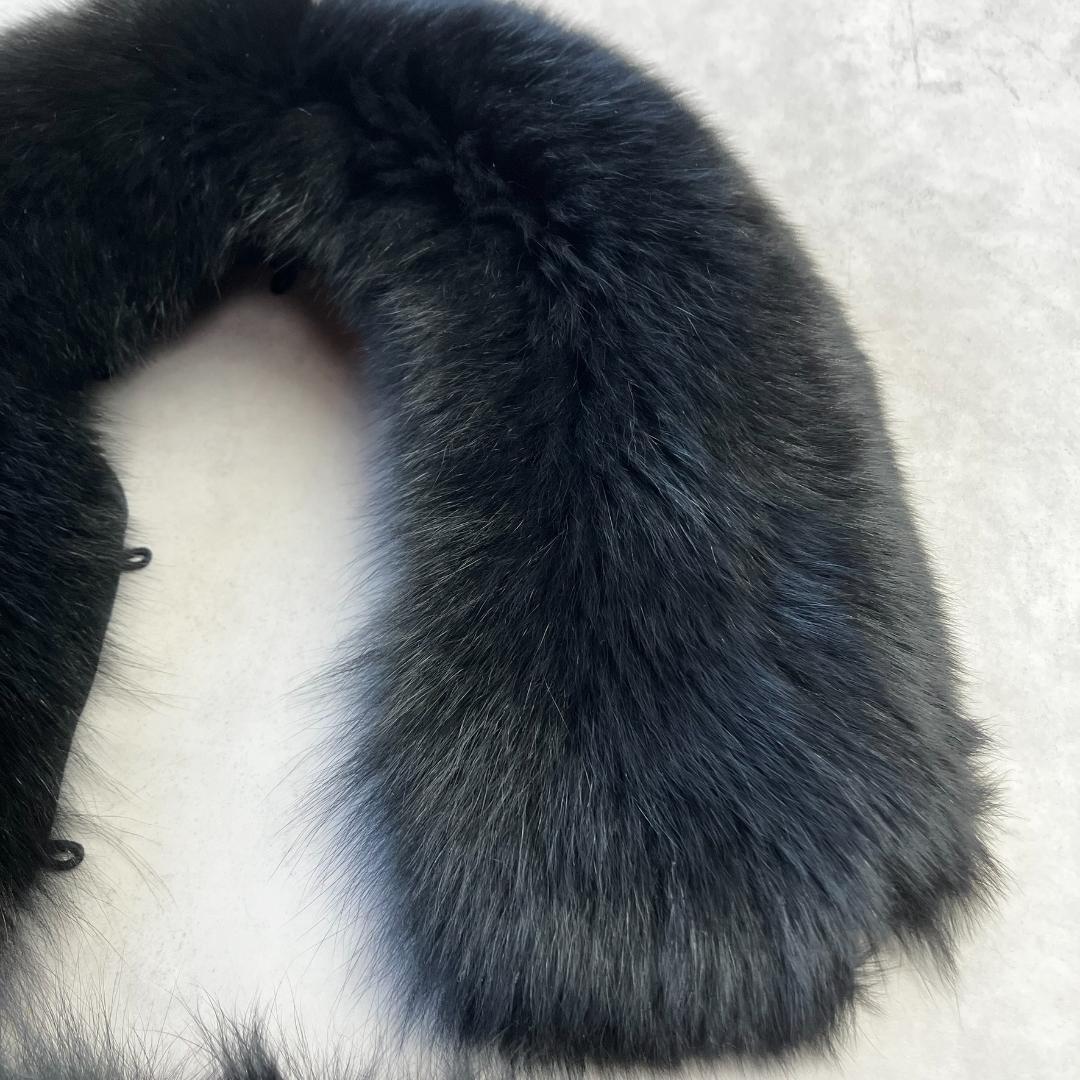 美品　定価11万　カシミヤ100％ブルーフォックスブラックコート　黒　714