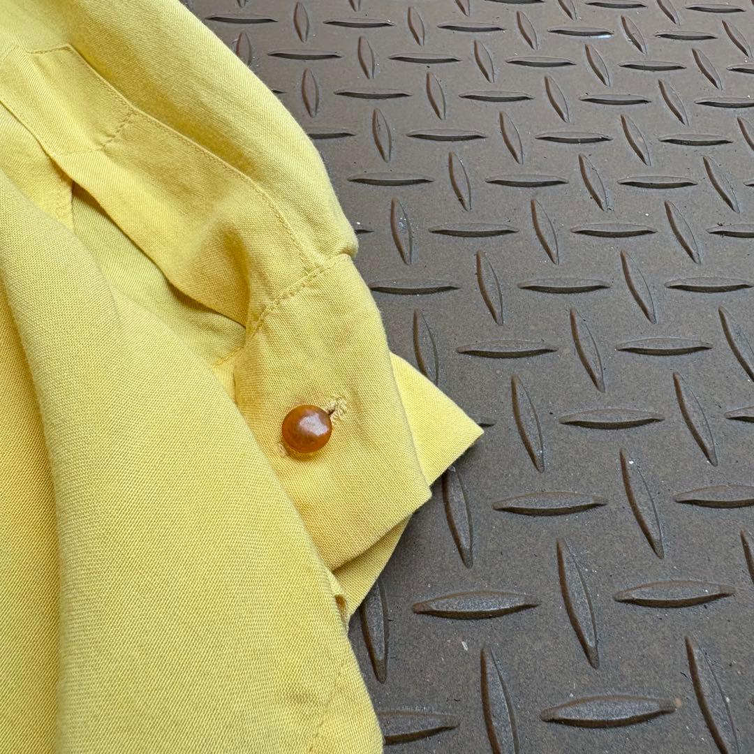 50s US VTG レーヨンシャツ 開襟 フラップ チェーン ハンドステッチ