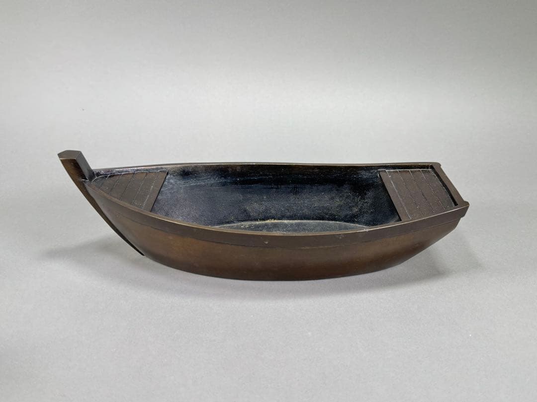 いけばな　剛章造　鋳銅　池坊　古流　舟形花器　花瓶　華道具　共箱