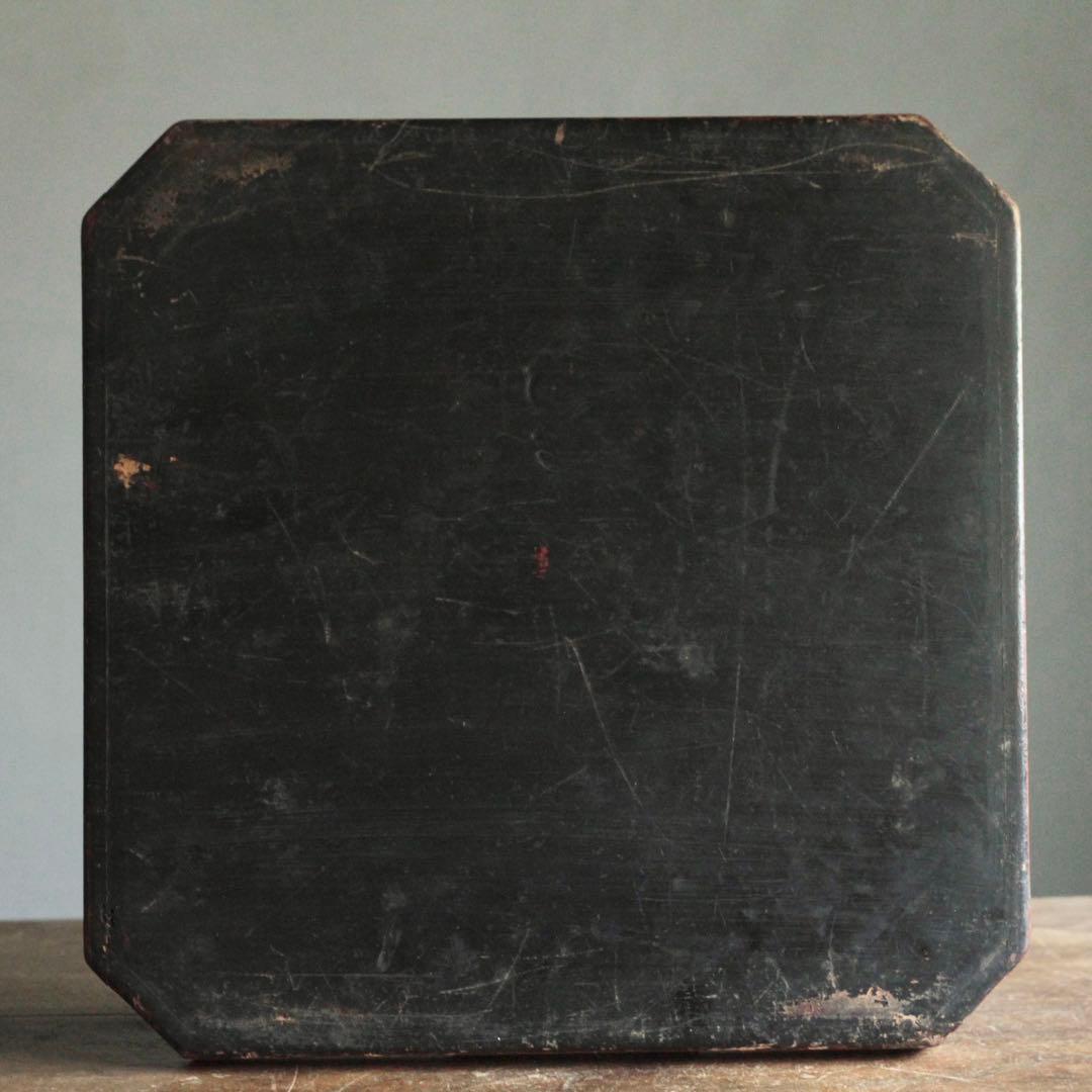 隅切 折敷 朱塗り 盆 古美術 古道具 アンティーク 盆 折敷盆