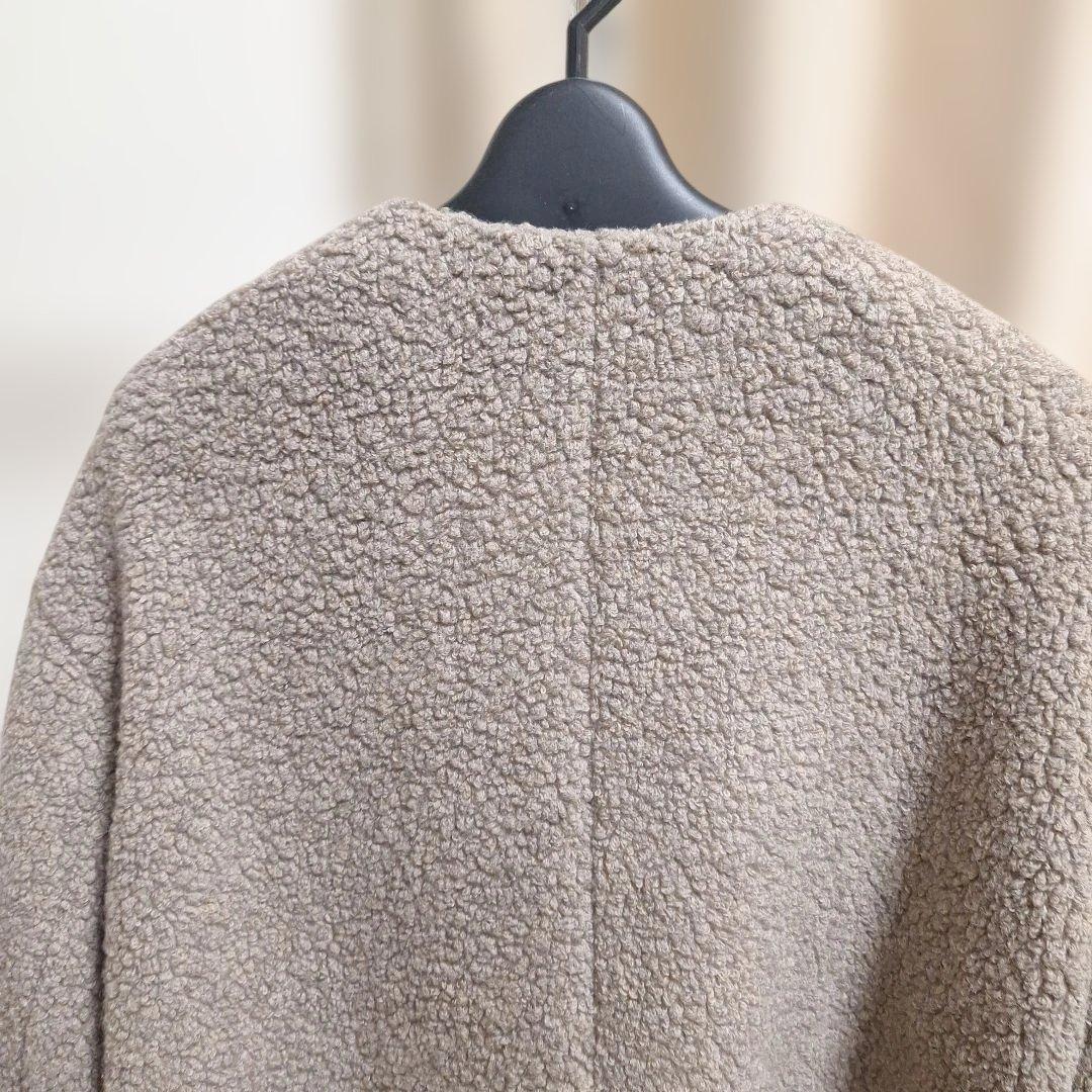 めぐ【新品タグ付】23区　ボアジャージーノーカラーコート　38