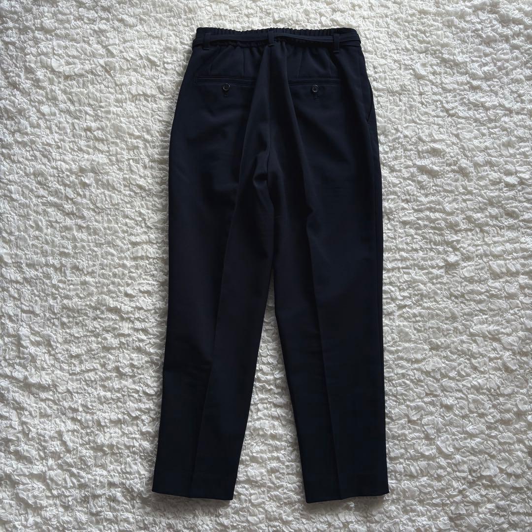 プラステ パンツスーツ セットアップ 2点セット ノーカラー 洗える M／S 紺