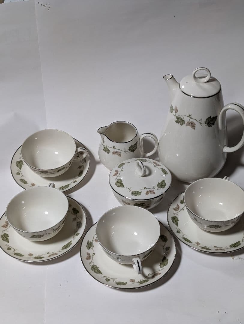 （台テ下）RC オールドノリタケ　葉模様の陶器ティーセット