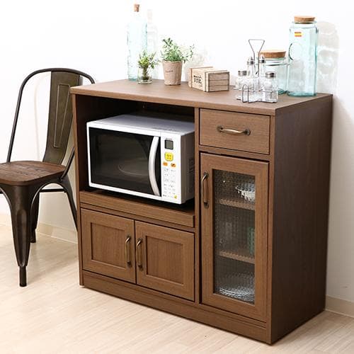 《新品・送料無料》キッチンカウンター 幅90cm ミディアムブラウン