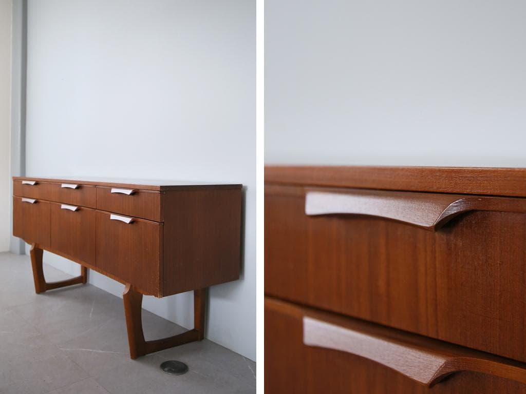 英国アンティークチーク古木サイドボード/木製机/テレビ台キャビネット92-250