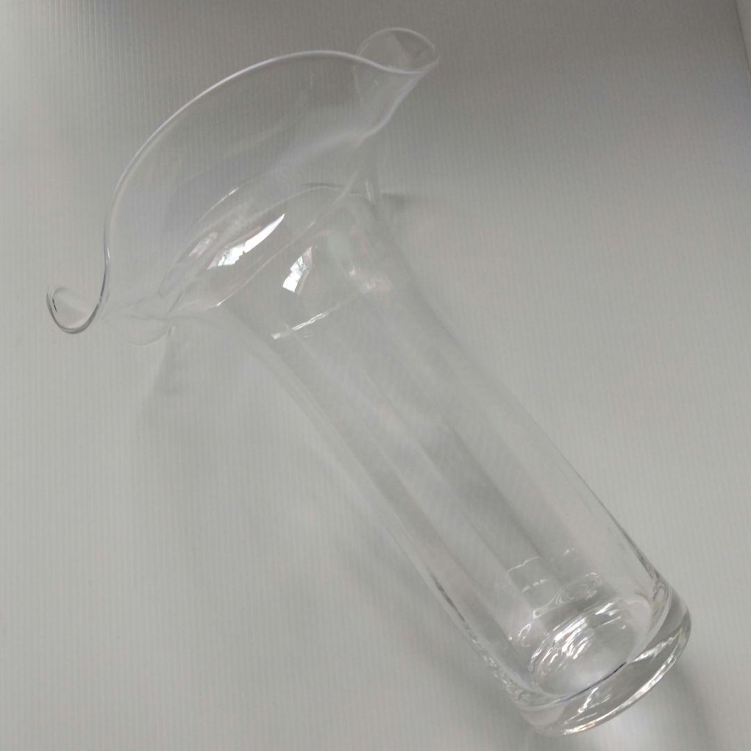 イタリア製 特大 ガラス フラワーベース 花器 フリル クリア 立花 40cm