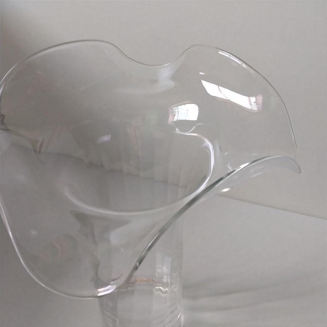 イタリア製 特大 ガラス フラワーベース 花器 フリル クリア 立花 40cm