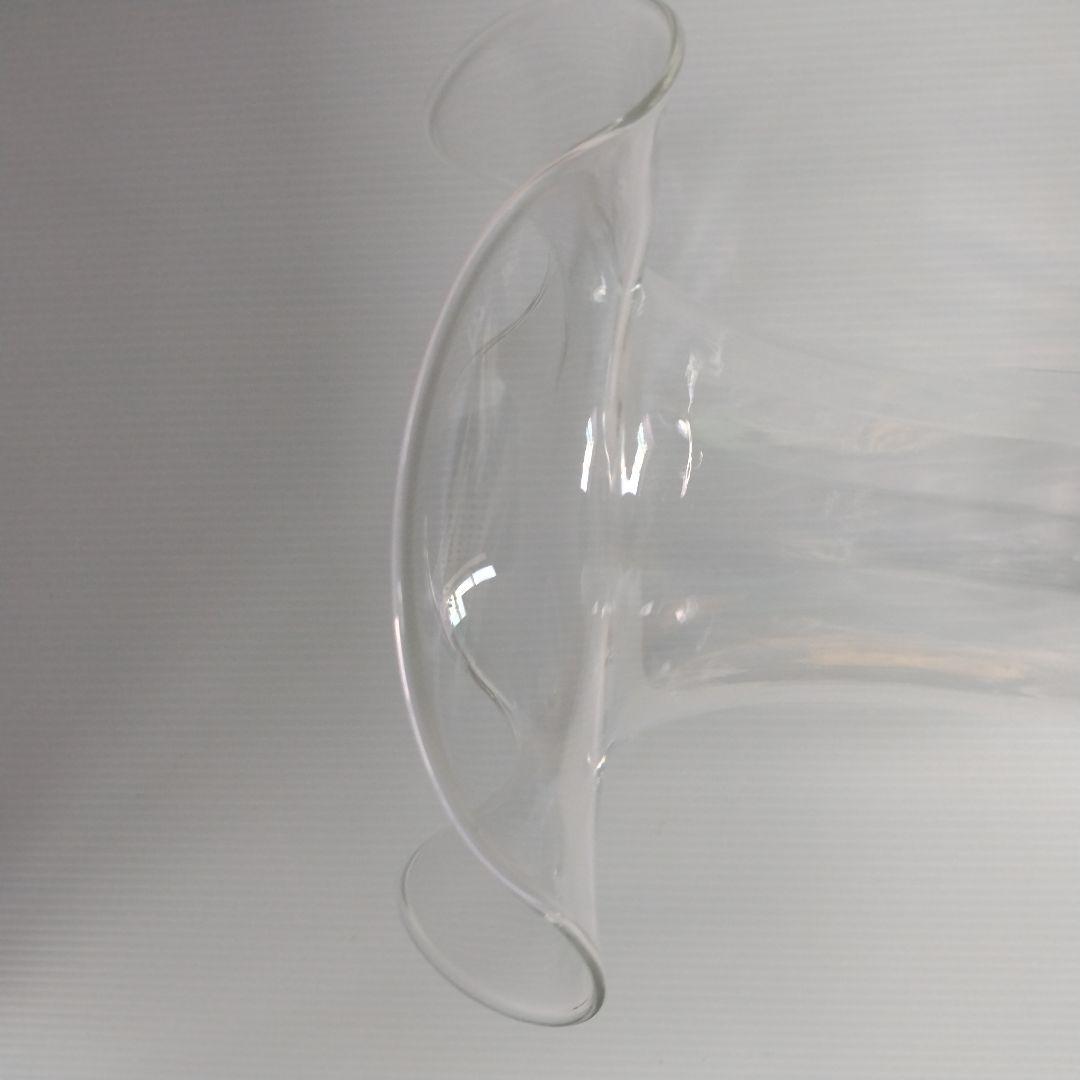 イタリア製 特大 ガラス フラワーベース 花器 フリル クリア 立花 40cm