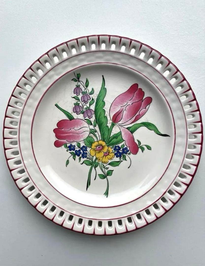 希少　Luneville パニエ　デザート皿　薔薇とチューリップ皿おまとめ