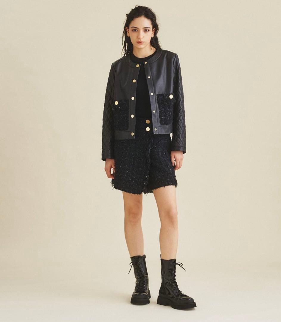 GRACE CLASS ツイードポケットレザージャケット グレースコンチネンタル