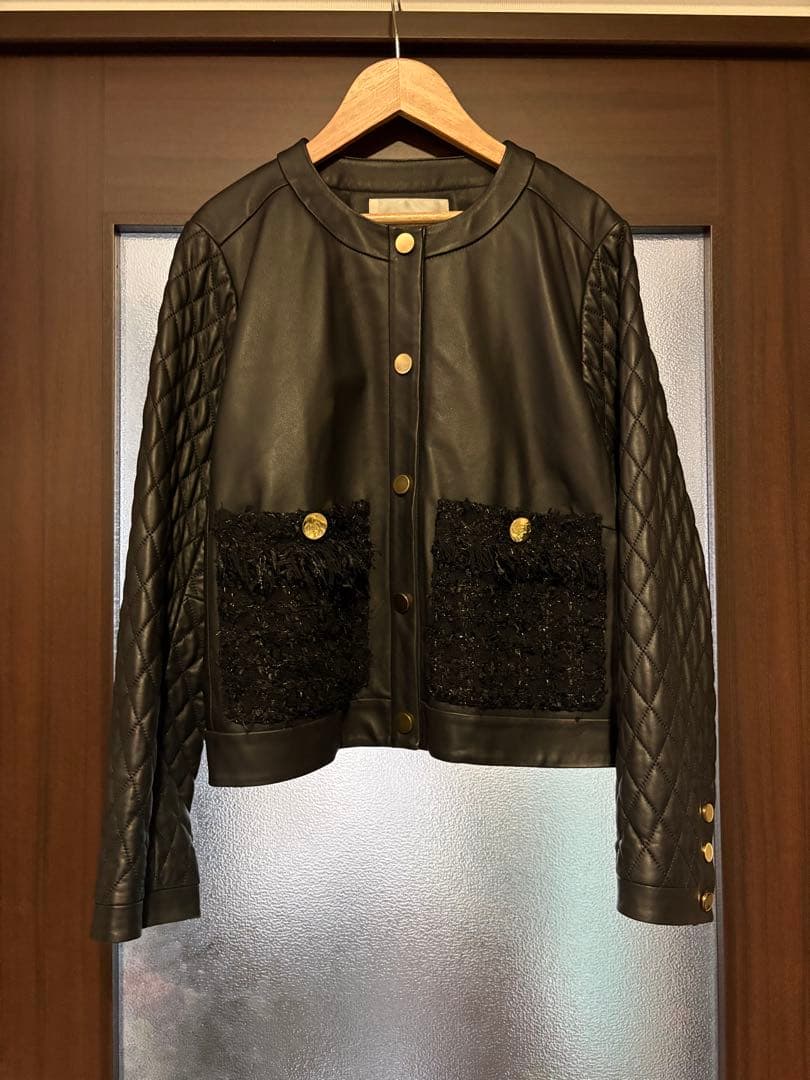 GRACE CLASS ツイードポケットレザージャケット グレースコンチネンタル